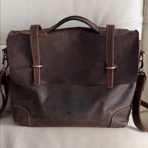 Vintage Brown Leather Messenger Bag